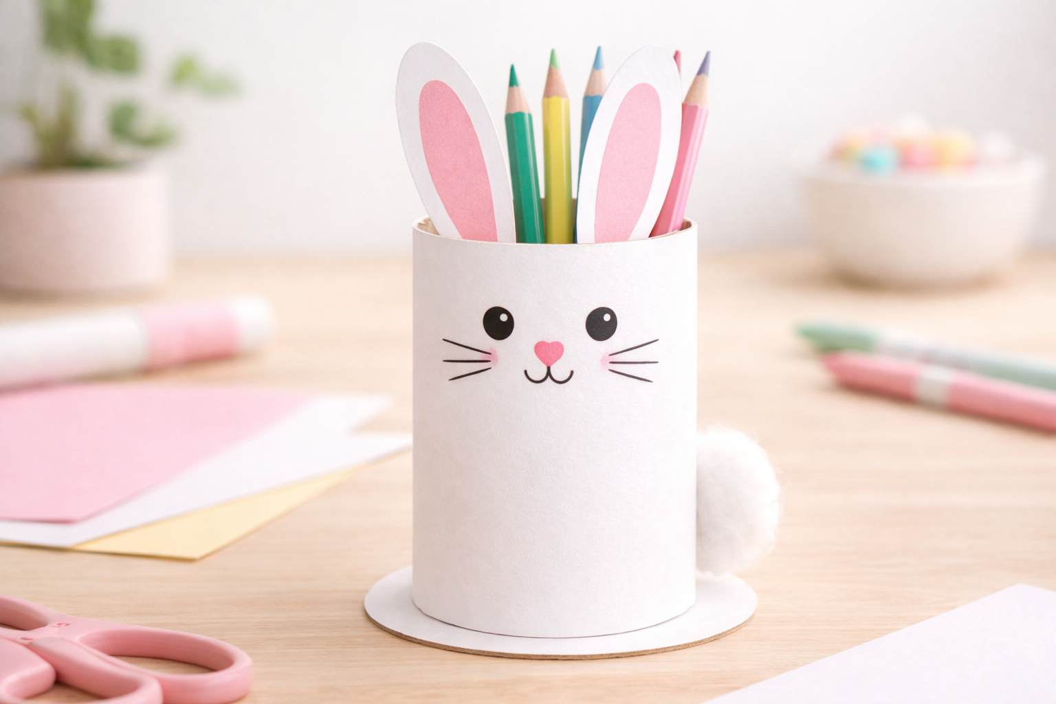 Lapin pot à crayons